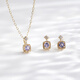 Shengbei New Purple Retro Natural Tanzanite Ring Mysterious Treasure Box Square Diamond Ring Earrings Necklace Ring (Please note the size when photographed)