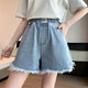 Zhang Fanyu A-Line High-Waist Denim Shorts pour femmes en été slim slim shorts pour les étudiants et les vêtements pour femmes de taille plus.
