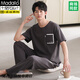Modal Teenager Herren-Pyjama Kurzärärmelhosen Sommer dünne reine Baumwollhauskleidung Sommer großer Jungen Baumwollanzug Q12013 L