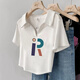 
RONGXITU summer slim slim shirt niche design short shirt for women 702-white-09 XL