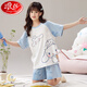 Langsha Girls Pajamas Summer Algodón puro de algodón corto de manga corta Pajamas de pijamas de pijamas madre e hija de mediana edad