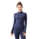 MiiOW Slim Waist Stand Collar Zipper Yoga Wear Sun Protection Jacket Fitness Wear Running Pilates Training Sports Top HS8107-Navy Blue S Recommended weight 90-100 Jin Jin equals 0.5 kg