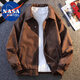 Nasa Marvel Jacke Frühling und Herbst Herren neue Lederjacke Lose lässig vielseitig schwarz grau l