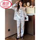 LangSha 2024 new gold velvet pajamas for women in spring, autumn and winter long-sleeved cardigan ink painting high-end home clothes can be worn outside 5009 2XL (recommended 131-155 Jin [Jin equals 0.5 kg])