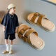Ziweiqi's New Children's Slippers Soft Sole Retro Beach Shoes para niños y niñas 698 Beige 28 Longitud interna 17.8 cm