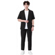 GOKU men's suit summer short-sleeved youth light business suit three-piece college student graduation interview job black short-sleeved suit + white T + black trousers L Weight 120-130 Jin Jin equals 0.5 kg