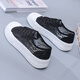 RENBEN verano nuevos zapatos blancos de malla versátiles zapatos de lona transpirables de suela gruesa 9901 negro 39