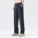 
Queli Tiansi denim casual pants for men's summer thin loose straight pants for men's drooping ice silk trousers new men's pants TMYC-1048-Black XL