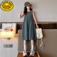 
G.DUCKKIDS Little Yellow Duck Girls Set Summer Thin Style Soft Denim Overalls Medium Large Children's Fashionable Strap Shorts Trendy Single Vest 170 Default Size 3