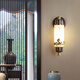 Recordando el pasado, el nuevo estilo chino de cobre más madera lámpara de pared retro sala de estar lámpara decorativa lámpara de pared lámpara de pared al estilo chino salón de té sala de estudio 7029b/cobre + madera + piedra de nube de imitación piedra