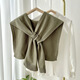 
Korean style knitted shawl for women in autumn and winter air-conditioned room knitted cross large shawl fashionable versatile solid color scarf camel 90cm