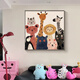SHANSHUIYAN Cartoon Animals Children's Nordic Decorative Painting Cute and Warm Living Room Sofa Background Bedroom Bedside Square Hanging Painting Cute Animal A 40*40cm Aluminum Alloy Frame + Oil Canvas
