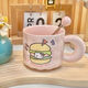 Cute Fufu Birthday Cake Mug Ceramic Cup with Covered Spoon as a Beautiful and Meaningful Birthday Gift for Girls Gift Box Cheese Cup + Cover + Spoon 1 Piece 350ml