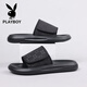 Chanclas Playboy 2025, novedad de verano, zapatos de playa para exteriores ajustables con Velcro antideslizantes informales para hombre, sandalias negras 6189 40