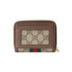 Gucci (GUCCI) women's bag card holder Ophidia series new card holder 658552 Valentine's Day gift beige and ebony canvas with brown leather piping