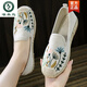 Specht elegante Fischerschuhe Frauenschuhe flach alte Peking -Stoffschuhe Ein Fuß Pedal handgefertigtes Leinen atmungsaktive Rindfleisch Sehnenboden bestickte Einzelschuhe schwarz 753 35