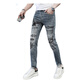 Kuqi European Station's new spring and summer hot diamond eagle graffiti print trendy brand casual personality versatile men's high-end jeans light blue 9905 flying eagle jeans 28