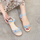 Belle Treppen Sandalen für Frauen 2025 Sommer Fairy Style Vielseitige Flachabsatzweiche Sohle komfortable Rindfleisch Sehne Sohle Student Frauen Sandalen Wenzhou Frauenschuhe - Blue 983 20 Frauenschuhe, die nach langem Gehen nicht müde werden - 36 Standardcode