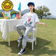 G.DUCKKIDS小黄鸭女童夏装套装时尚洋气儿童女大童夏季12到15岁时髦女孩两件 绿色 上衣+灰色裤子677 160