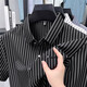 Old man's head (LAORENTOU) short-sleeved striped shirt men's 2025 summer trendy half-sleeved shirt business casual no-solution elastic elastic AN15279 gray XL