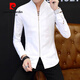 Pierre Cardin Stand Halsband weißes Hemd Herren Langarm Frühling und Herbst Neues High-End-Hemd im chinesischen Stil Falten Sie Casual Tang Top 9905 Black M.