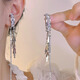 BJYL sparkling chain long extra-long tassel style non-pierced ear bone clip ear hook type high-end earrings women's new earrings ear bone clip (pair)