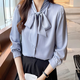 Wanmando European French White White White Femen's Long Bow Chiffon Top Spring y Autumn New Temperament Streamer Base Base White 9276 Modelo XL _115-125Jin [Jin iguala 0.5 kg]