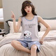 Liushan Summer Women's Pajamas Set Sleeveless Shorts Plus Fat 200 Jin [Jin equals 0.5 kg] Large Size Pure Cotton Sleeve Summer Women's Vest Home Suit Orange Red Vest Q1355 Plaid Duck XL Standard [110-120 Jin [Jin equals 0.5 kg]]