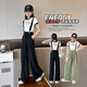 
Disney girls overalls spring and summer thin 2025 new girls large children summer suit girls summer black children's pants short sleeves 160