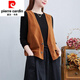 Pierre Cardin Retro Retro Literario V-Eck Color sólido Botón de algodón Cardigan Chaqueta Cardigan Short String Women Spring and Summer Nuevo estilo Outerwear 1387 Negro M