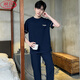 
LangSha men's pajamas summer short-sleeved trousers cotton loose plus size young middle-aged dad breathable home clothing sports suit A short-sleeved trousers men 2677 L men (95-120 Jin [Jin equals 0.5 kg])
