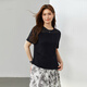 Show de fibra [Camiseta de lysel versátil de cuello redondo plisado con sensibilidad de diseño] Gran tamaño Fat MM2025 Summer Nuevo estilo 1396 Negro 6xl