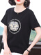 Pure cotton short-sleeved T-shirt for women's mother summer 2025 new style middle-aged and elderly fashionable shirt loose large-size top light blue 7373 model M suggests 95105Jin [Jin equals 0.5 kg] All size
