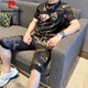 Pierre cardin brand short-sleeved men's clothing 2025 summer trendy brand trendy high-end quick-drying T-shirt for men's outfits a complete set of handsome T 829 khaki suit M suitable for 85-105Jin [Jin equals 0.5 kg]