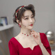 泡普结婚头饰敬酒新娘红色礼服配饰发箍超仙简单婚礼公主皇冠新款花环 红色玫瑰花项链