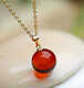 OEMG bead pendant water purified 18K gold buckle inlaid with amber single bead clavicle chain high-end feel free 925 silver gold-plated chain