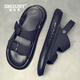 Snguny High-Light Luxury Sandals de marca de lujo 2025 Summer NUEVO VERSATILE VERSATILE SUGLO SOLO PLAYA CAPATOS UTS ANTERIORES ANTERIORES Y COODES NEGRO 9903 44 (270 mm)