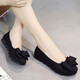 Jingrui Old Peking Stoffschuhe Frauenschuhe Single Schuhe flache Nicht-Schlupf-Arbeitsschuhe Koreanische Version VERSATILE Hotelschuhe Schwarz 16-92 37