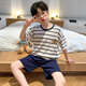 Pierre Cardin (Pierre Cardin) Pajamas para niños Summer 2025 New Pure Cotton Flin Home Traje para niños Big Big Children's Summer Set N693 Chinchilla 100 cm/8 Tamaño [Altura 85-102cm]