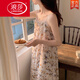 LangSha Korean style suspender nightgown for women in summer ice silk sweet princess style mesh large size thin cute pajamas home clothes 5012 mesh skirt Little pink flower M [suggested 85-105Jin [Jin equals 0.5 kg]]