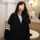 XCFREHT [1484 people collect] Japanese lazy style sweater new knitted cardigan jacket dopamine fashionable lazy black XL (120Jin[Jin equals 0.5 kg]-130Jin[Jin equals 0.5 kg])
