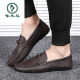 Zapatos de gorro de carpintero de carpintería Aziqutos para hombres, tendencia transpirable, tendencia de cuero casual británico, cuero genuino genuino d826 negro 41
