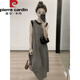 
Pier Cardin American retro plaid vest mid-length skirt for women's temperament, fashionable loose slimming back lace sleeveless dress plaid vest dress 9855 M (100-115Jin[Jin equals 0.5 kg])