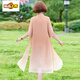 First Trail (CHUJING) Fat Mom Summer Cheongsam Dress Summer Chiffon Skirt Large Size 2025 New Middle-aged Women's Summer Style 6628 Khaki XL Recommended 115 Jin [Jin equals 0.5 kg]