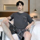 莫代尔睡衣男夏款宽松短袖夏季男士字母青少年学生夏天大码可外穿家居服 纯色6621 M 90-100斤