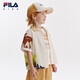Fila Fila Children's Clothing Children's Casual Comfortable Tops 2024 Autumn Boys' Woven Short-Sleeved Shirt Trendy Maltose White-IV 120 cm