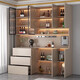 Er Jiangongs High-End-Speiseseitenschrank gegen die Wand integriertes Wohnzimmer-Lagerschrank moderner einfacher Holzweinschrank mit Glastürstil 12240*40*220 (Packung nach oben zu installieren