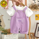 G.DUCKKIDS little yellow duck baby strap shorts pure cotton summer girl thin pants loose outside casual children's jumpsuits off white a 100 can not be opened 90-100 cm
