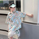 冠贸裴夏季儿童花衬衫痞帅男孩短袖潮港风 6626花色衬衫单件 150