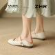 Zhr Mary Jane Zapatos para mujeres zapatos planos elegantes y cómodos para el temperamento de las mujeres Amplios Light Mouth Shoes AH655 Beige 37
